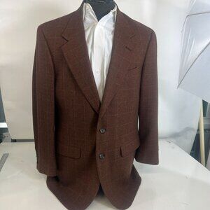 Corbin Presario Plaid Brown Wool Blazer Jacket 2-Button Notch Lapel 42‎